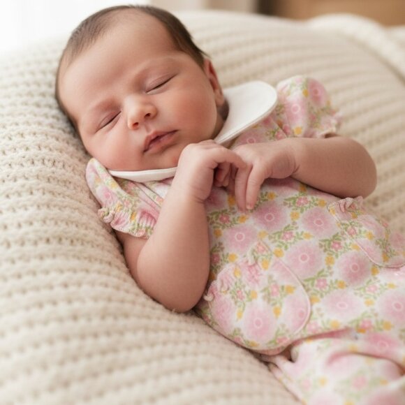 GAP Other - Baby GAP Pink Floral One Piece Romper Peter Pan Collar Newborn 3M